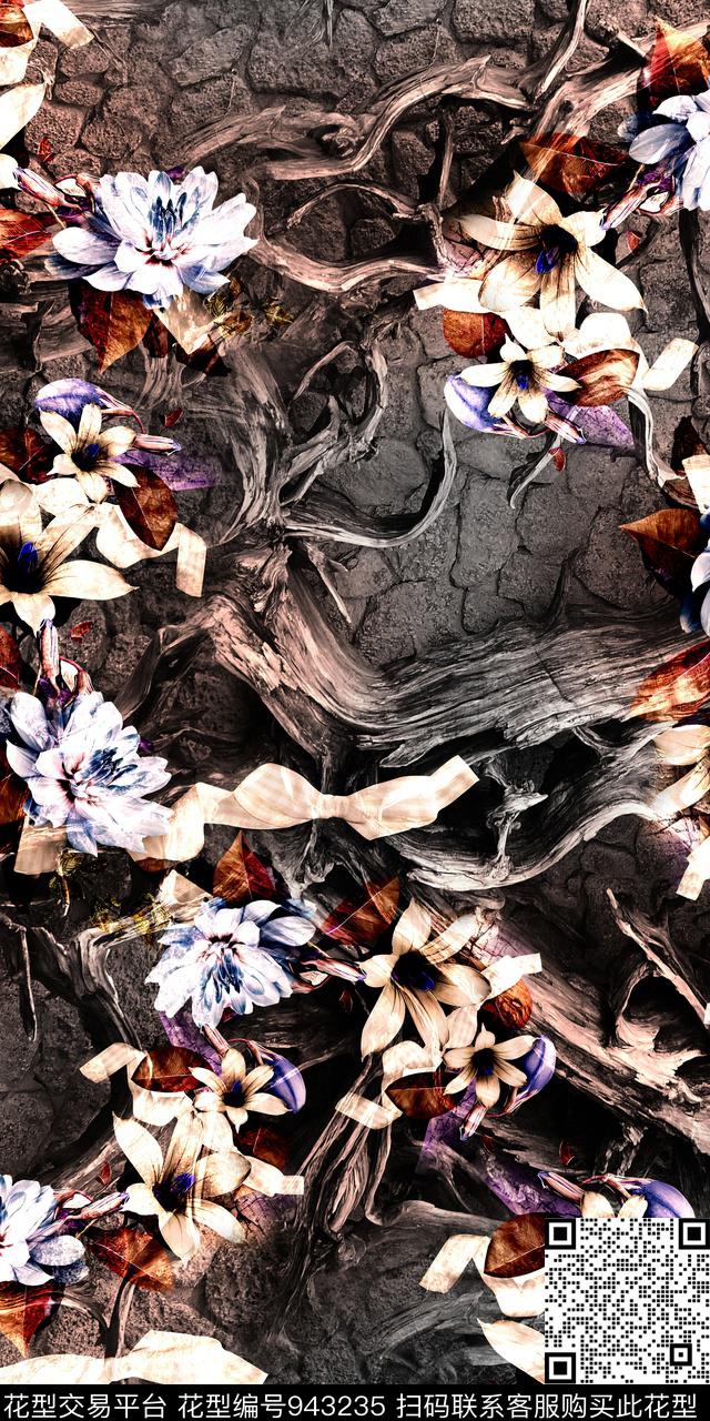 数码华亿平台花卉复古数码印花华亿平台下载（图片编号: 943235） - 瓦栏（Walan）