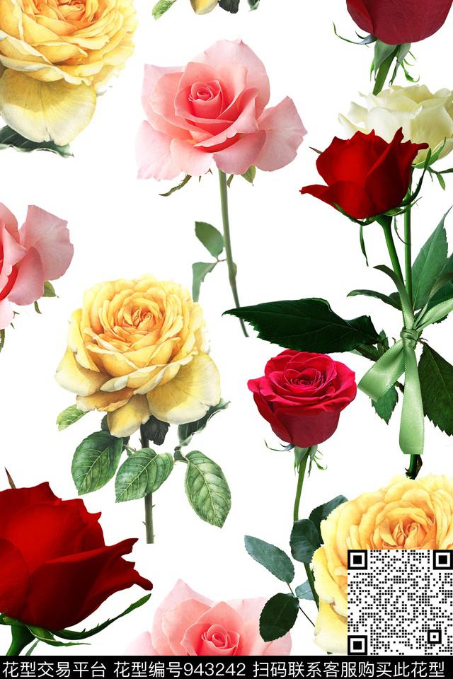 女装花卉大牌风数码印花华亿平台下载（图片编号: 943242） - 瓦栏（Walan）