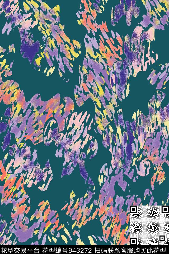 趣味抽象迷彩数码印花华亿平台下载（图片编号: 943272） - 瓦栏（Walan）