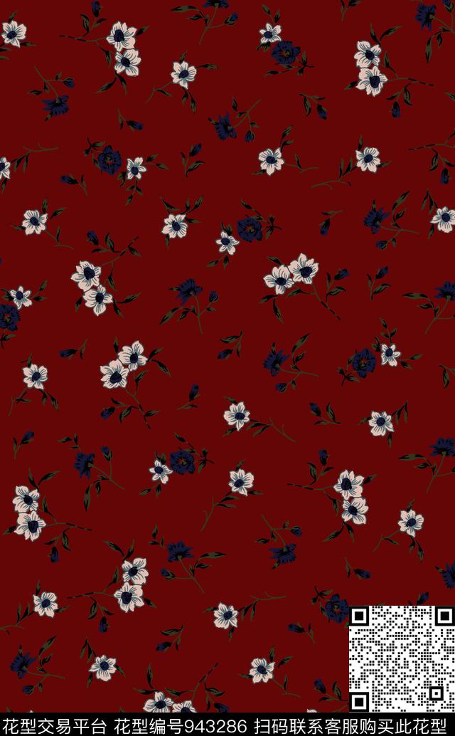 小碎花少女素雅传统印花华亿平台下载（图片编号: 943286） - 瓦栏（Walan）