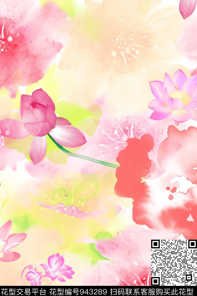 肌理抽象花卉花卉数码印花华亿平台下载（图片编号: 943289） - 瓦栏（Walan）