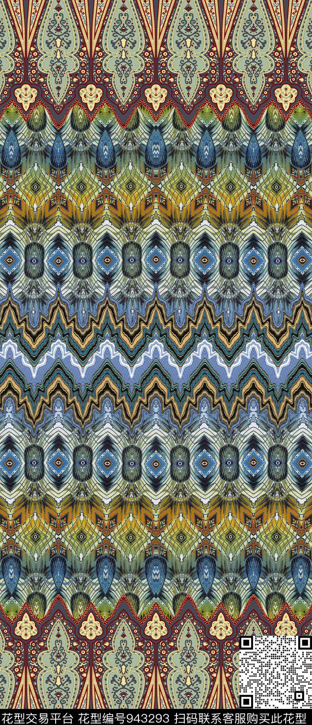 民族风条纹几何数码印花华亿平台下载（图片编号: 943293） - 瓦栏（Walan）