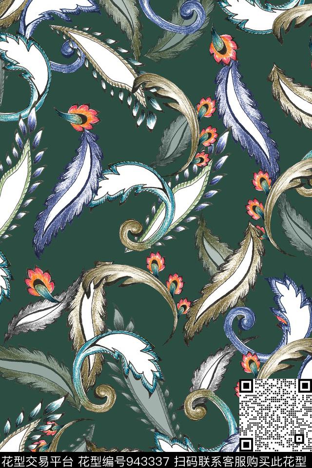 民族风趣味花卉数码印花华亿平台下载（图片编号: 943337） - 瓦栏（Walan）
