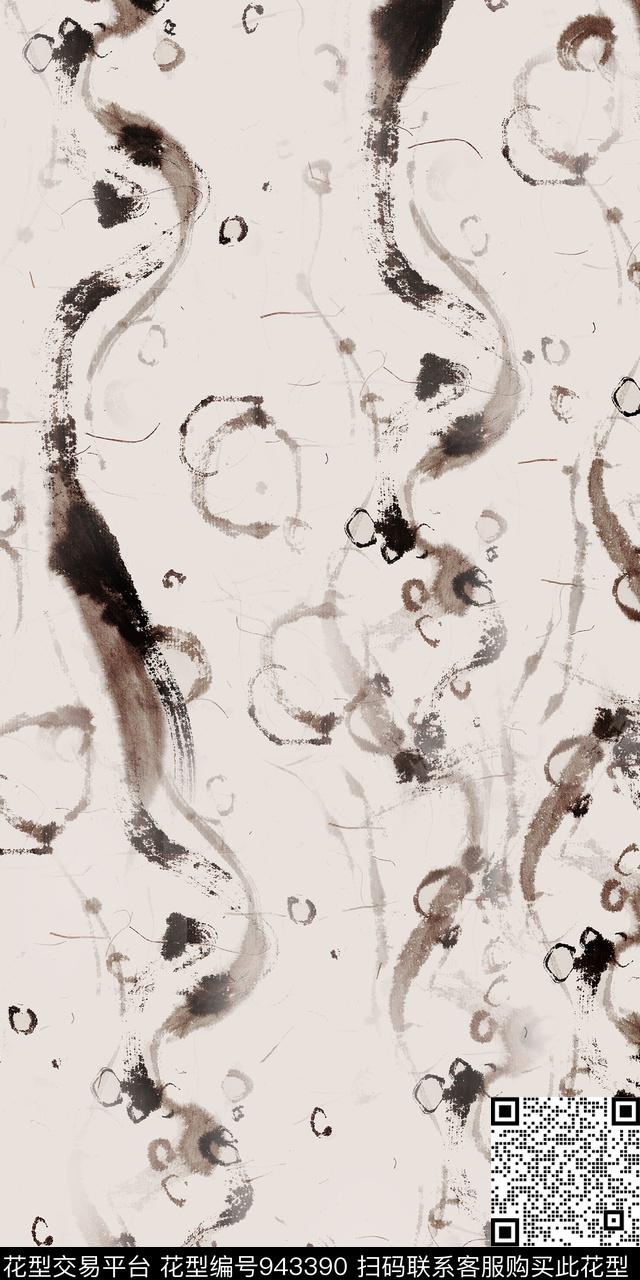 数码华亿平台抽象水墨风数码印花华亿平台下载（图片编号: 943390） - 瓦栏（Walan）