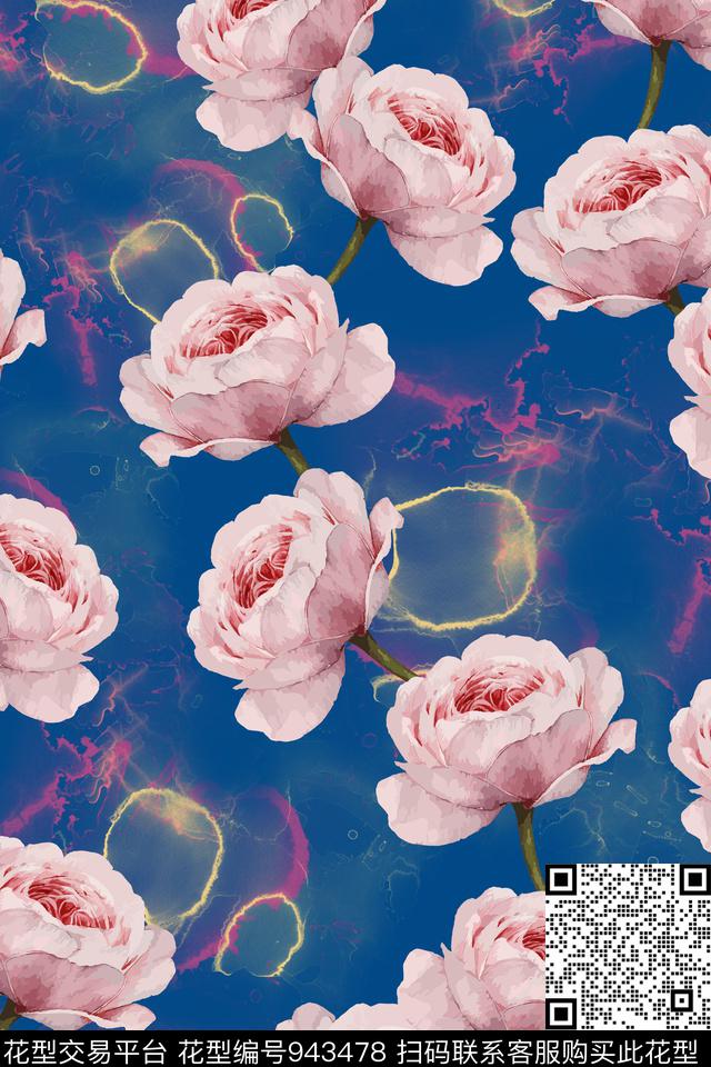 淑女水彩花卉花卉数码印花华亿平台下载（图片编号: 943478） - 瓦栏（Walan）