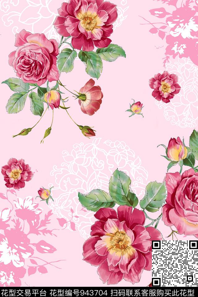 线条花卉数码华亿平台花卉数码印花华亿平台下载（图片编号: 943704） - 瓦栏（Walan）