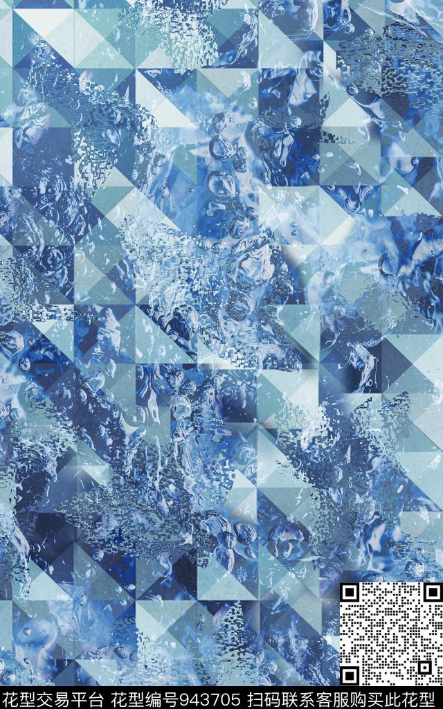 肌理抽象几何数码印花华亿平台下载（图片编号: 943705） - 瓦栏（Walan）