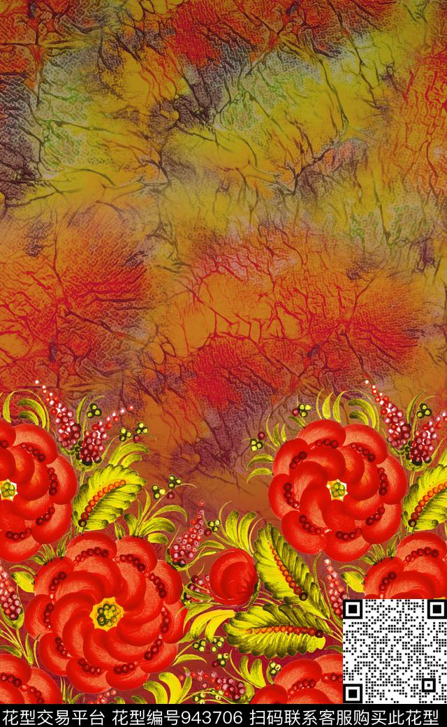 民族风定位花花卉数码印花华亿平台下载（图片编号: 943706） - 瓦栏（Walan）