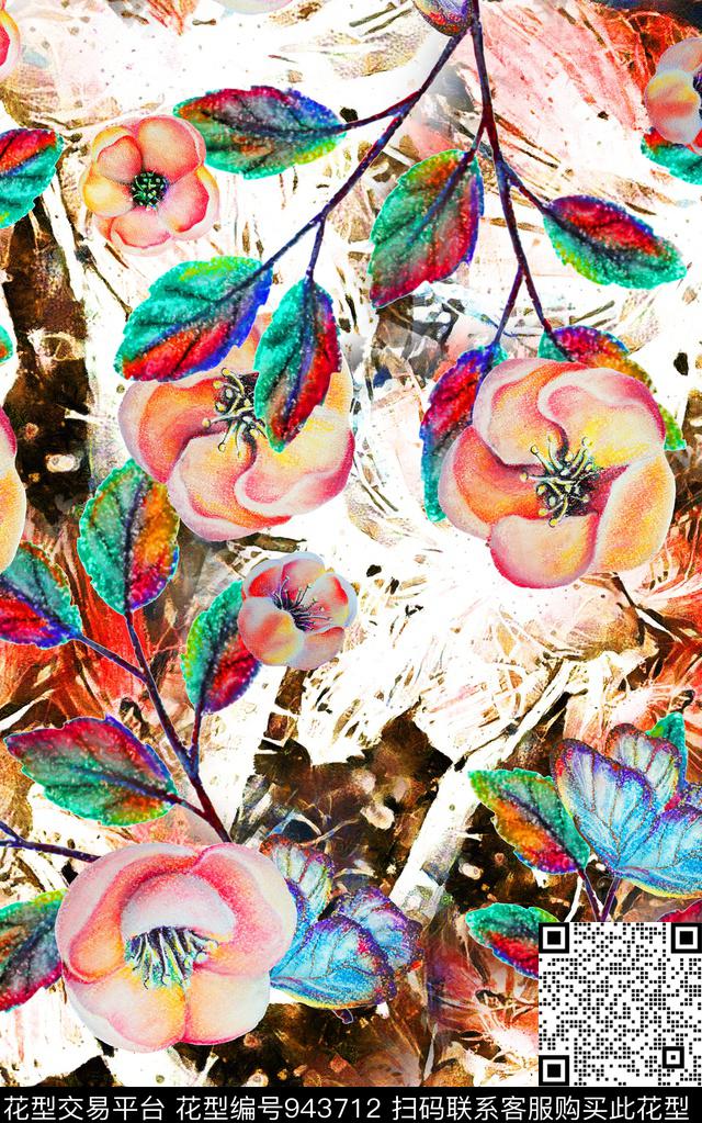 朦胧花卉小碎花花卉数码印花华亿平台下载（图片编号: 943712） - 瓦栏（Walan）