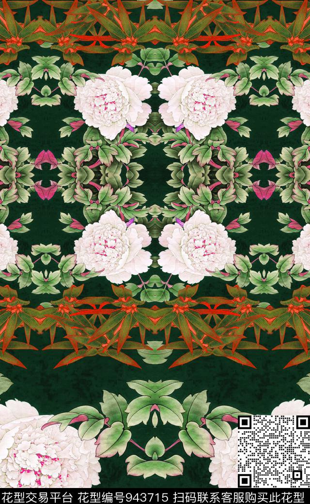 民族风中国风水墨风数码印花华亿平台下载（图片编号: 943715） - 瓦栏（Walan）