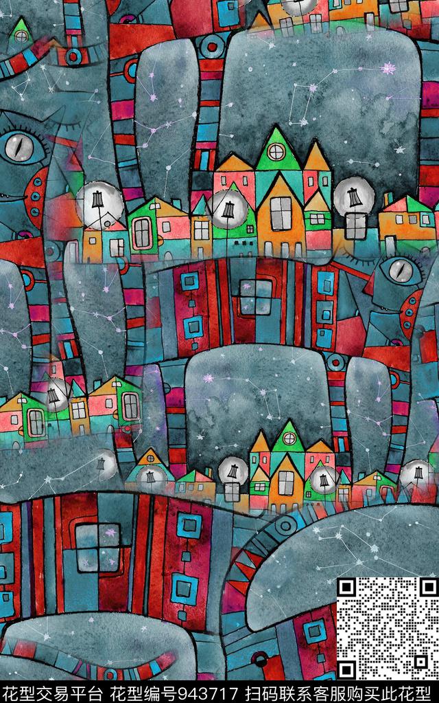 民族风炫彩几何数码印花华亿平台下载（图片编号: 943717） - 瓦栏（Walan）