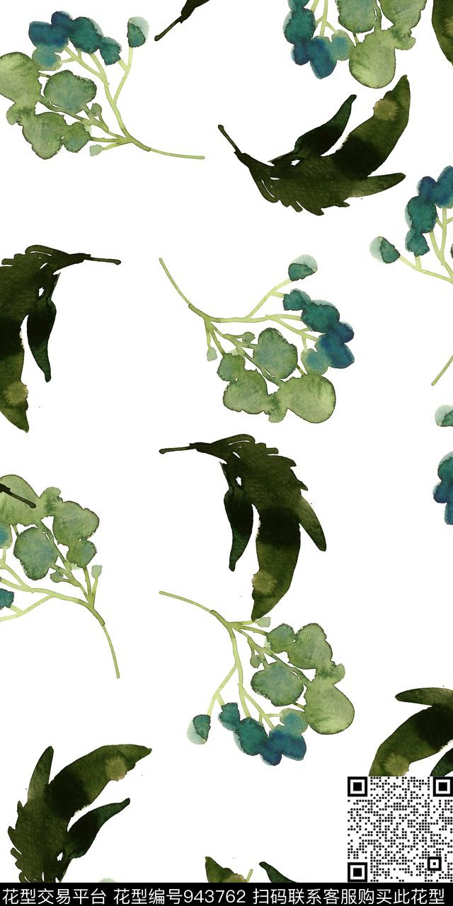 小碎花黑底花卉手绘花卉数码印花华亿平台下载（图片编号: 943762） - 瓦栏（Walan）