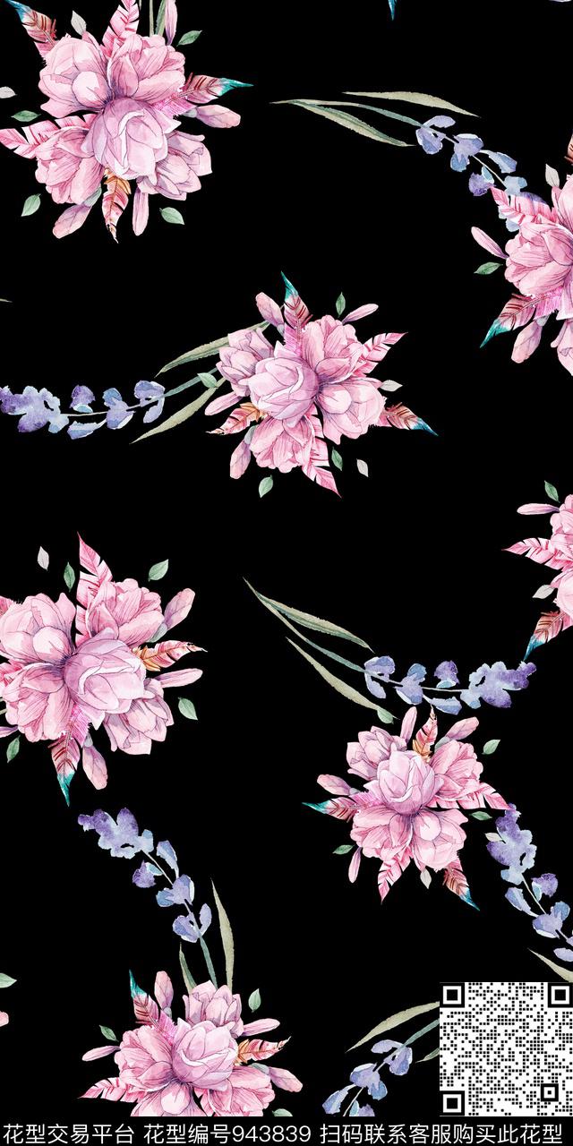 小碎花手绘花卉迪拜花卉数码印花华亿平台下载（图片编号: 943839） - 瓦栏（Walan）