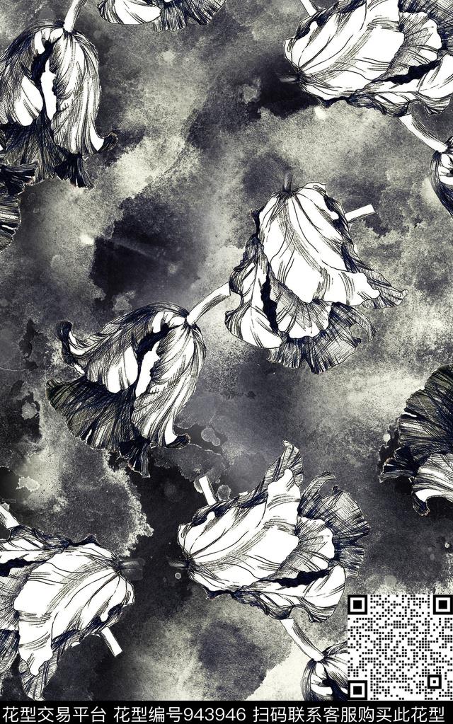 民族风抽象花卉数码印花华亿平台下载（图片编号: 943946） - 瓦栏（Walan）