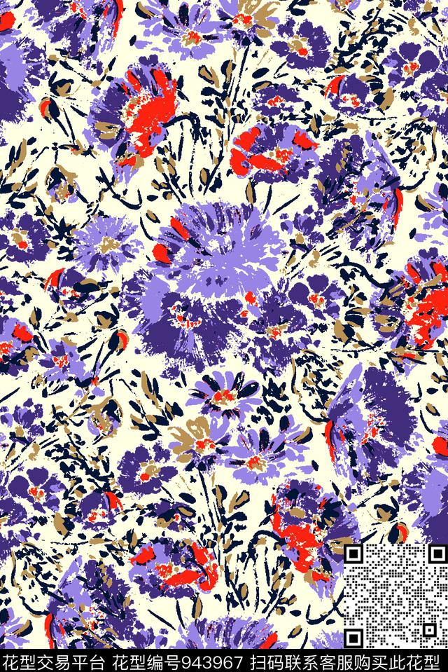 抽象花卉纹理女装传统印花华亿平台下载（图片编号: 943967） - 瓦栏（Walan）