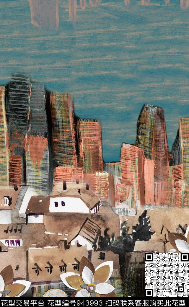 民族风建筑几何数码印花华亿平台下载（图片编号: 943993） - 瓦栏（Walan）