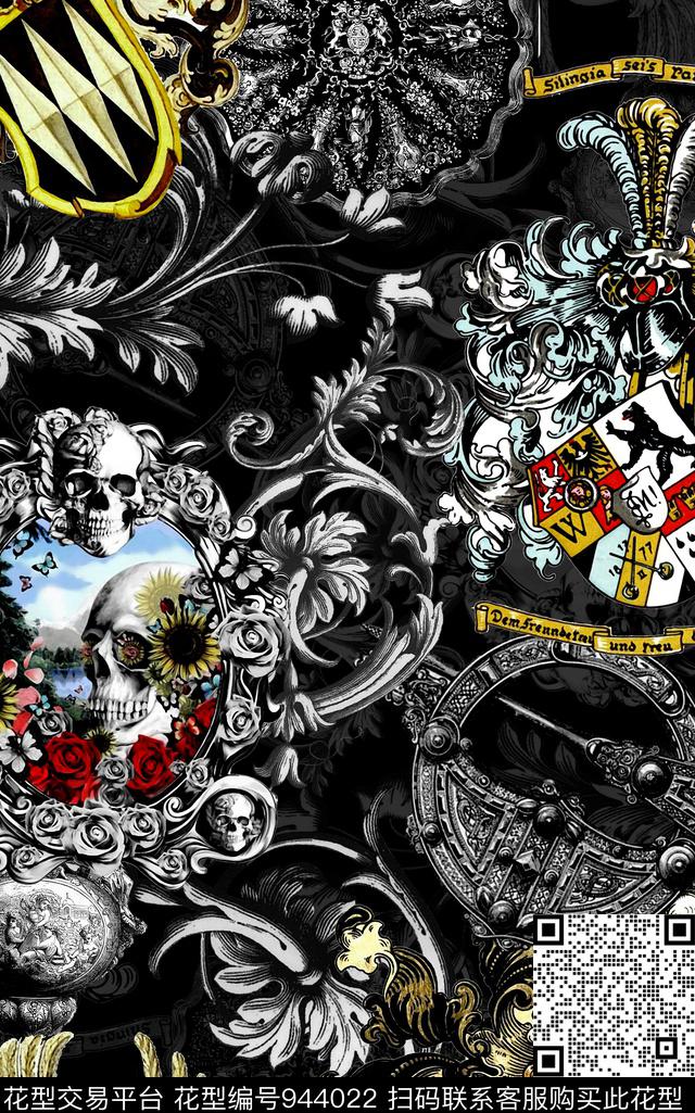 男装复古印花暗黑男装T桖卫衣印花数码印花华亿平台下载（图片编号: 944022） - 瓦栏（Walan）