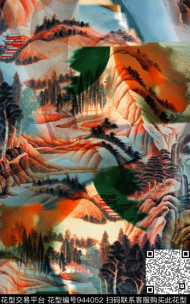 条纹肌理几何数码印花华亿平台下载（图片编号: 944052） - 瓦栏（Walan）