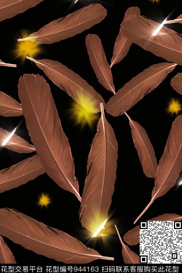 羽毛墨羽魔幻数码印花华亿平台下载（图片编号: 944163） - 瓦栏（Walan）