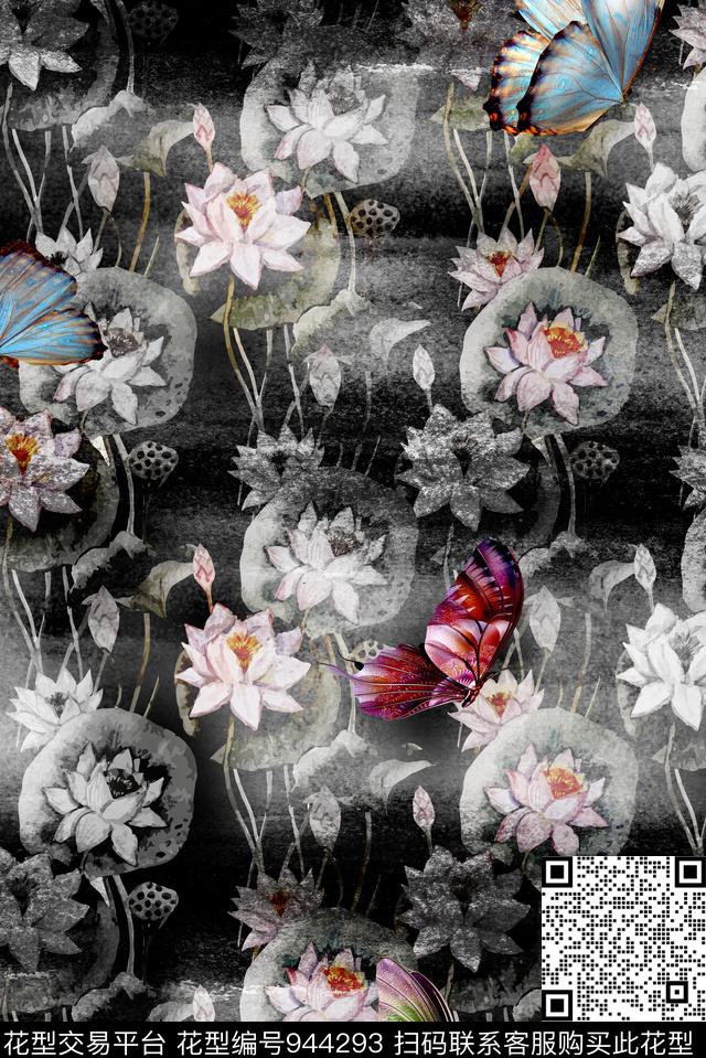 数码华亿平台手绘花卉花卉数码印花华亿平台下载（图片编号: 944293） - 瓦栏（Walan）