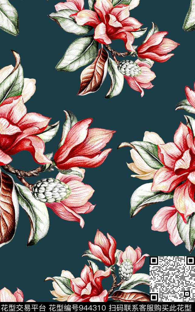 中国风数码华亿平台花卉数码印花华亿平台下载（图片编号: 944310） - 瓦栏（Walan）