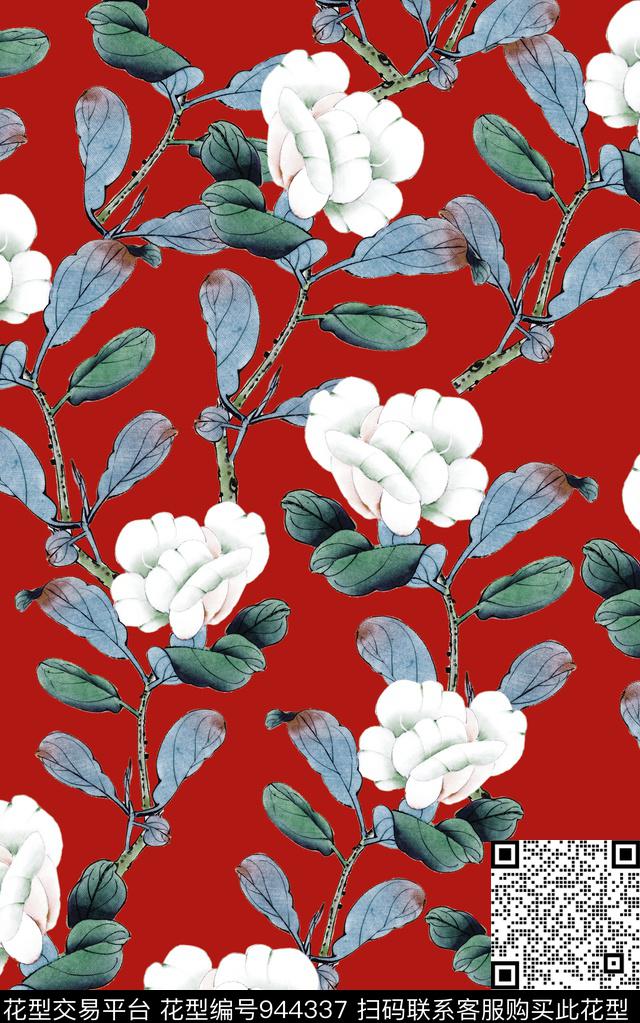 中国风数码华亿平台花卉数码印花华亿平台下载（图片编号: 944337） - 瓦栏（Walan）