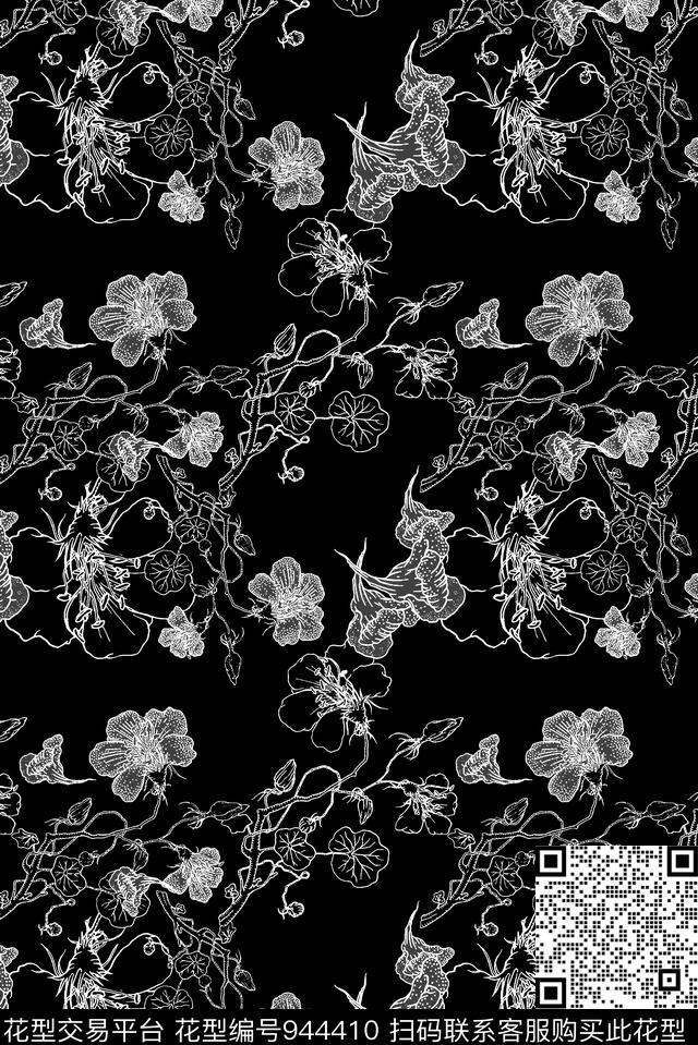 男装花卉大牌风传统印花华亿平台下载（图片编号: 944410） - 瓦栏（Walan）