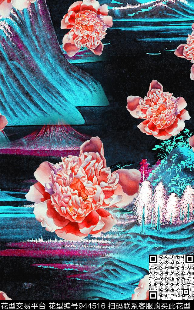 肌理数码华亿平台花卉数码印花华亿平台下载（图片编号: 944516） - 瓦栏（Walan）