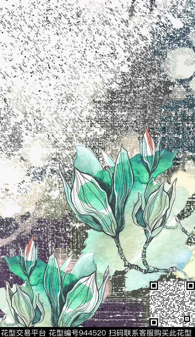 肌理郁金香花卉数码印花华亿平台下载（图片编号: 944520） - 瓦栏（Walan）
