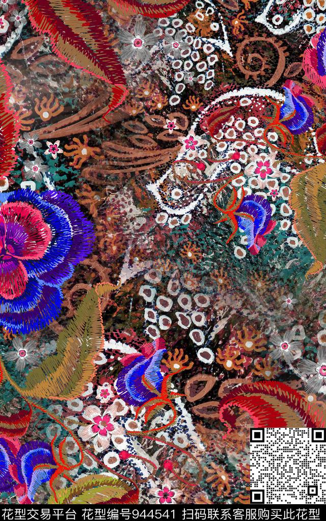 肌理数码华亿平台花卉数码印花华亿平台下载（图片编号: 944541） - 瓦栏（Walan）