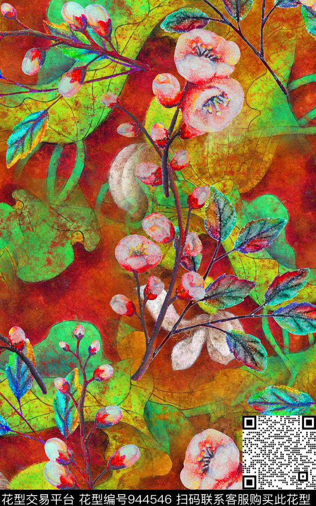 肌理数码华亿平台花卉数码印花华亿平台下载（图片编号: 944546） - 瓦栏（Walan）