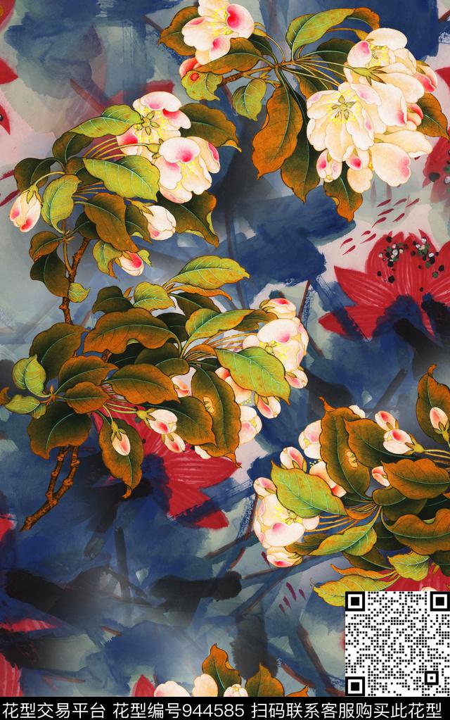 数码华亿平台花卉中国风数码印花华亿平台下载（图片编号: 944585） - 瓦栏（Walan）