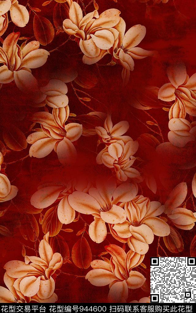 数码华亿平台花卉中国风数码印花华亿平台下载（图片编号: 944600） - 瓦栏（Walan）