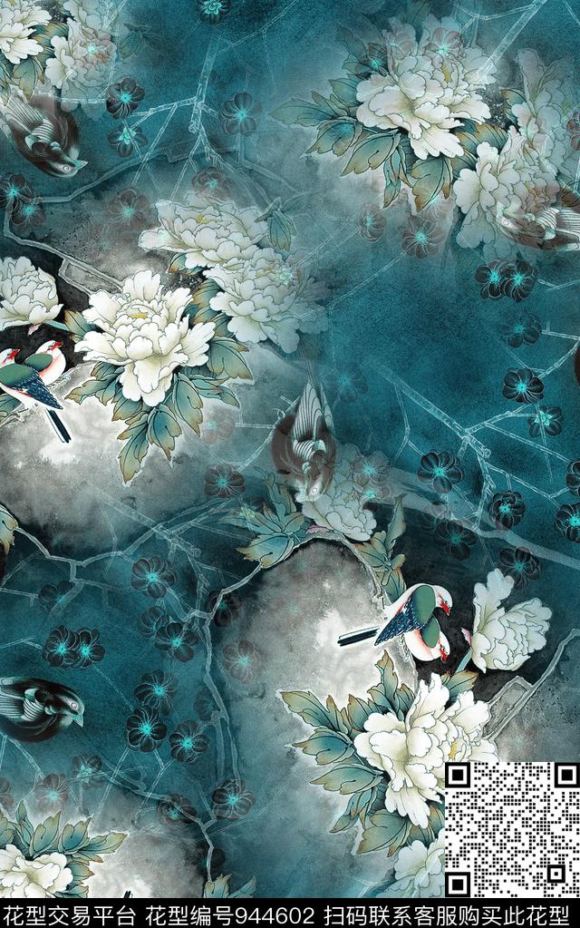 数码华亿平台花卉中国风数码印花华亿平台下载（图片编号: 944602） - 瓦栏（Walan）