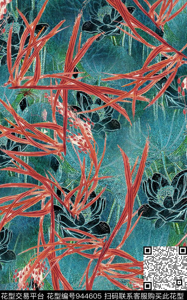 数码华亿平台花卉中国风数码印花华亿平台下载（图片编号: 944605） - 瓦栏（Walan）