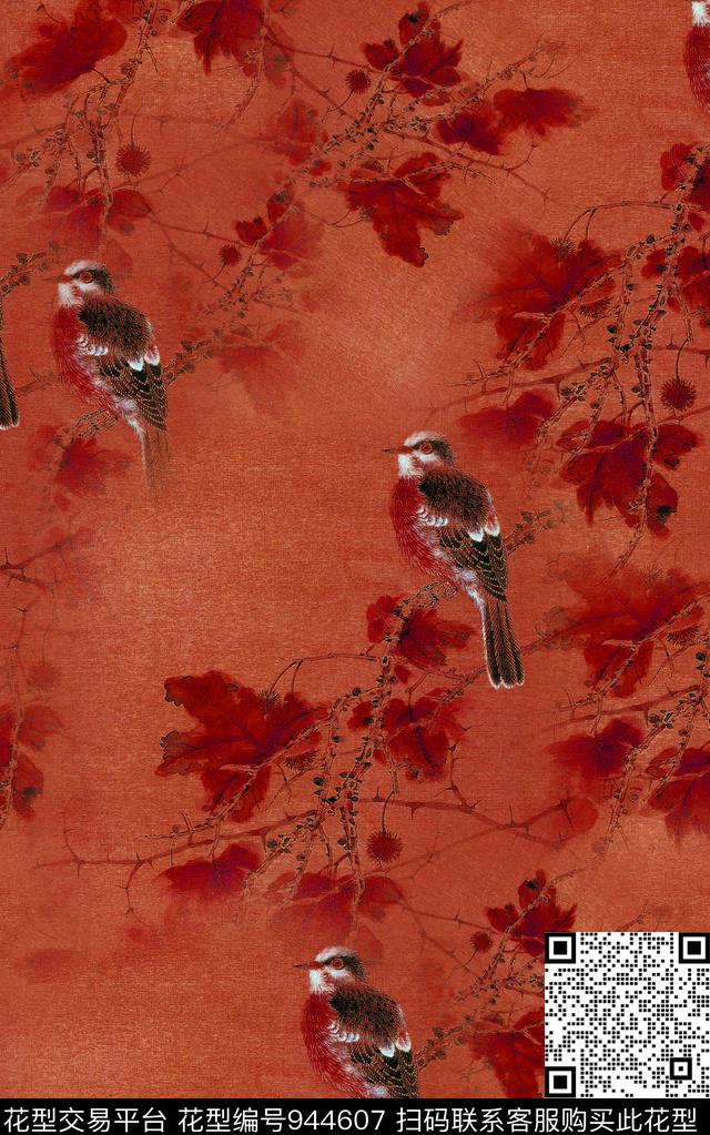 数码华亿平台花卉中国风数码印花华亿平台下载（图片编号: 944607） - 瓦栏（Walan）