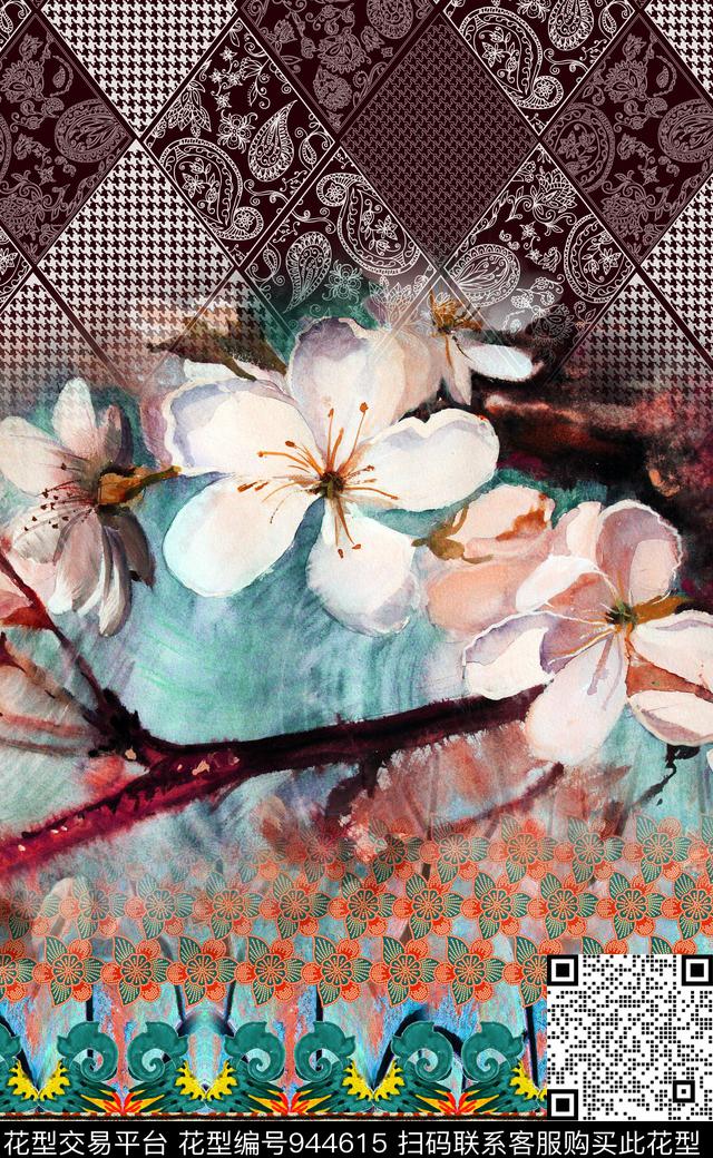 民族风数码华亿平台花卉数码印花华亿平台下载（图片编号: 944615） - 瓦栏（Walan）