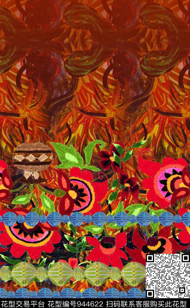 民族风数码华亿平台花卉数码印花华亿平台下载（图片编号: 944622） - 瓦栏（Walan）
