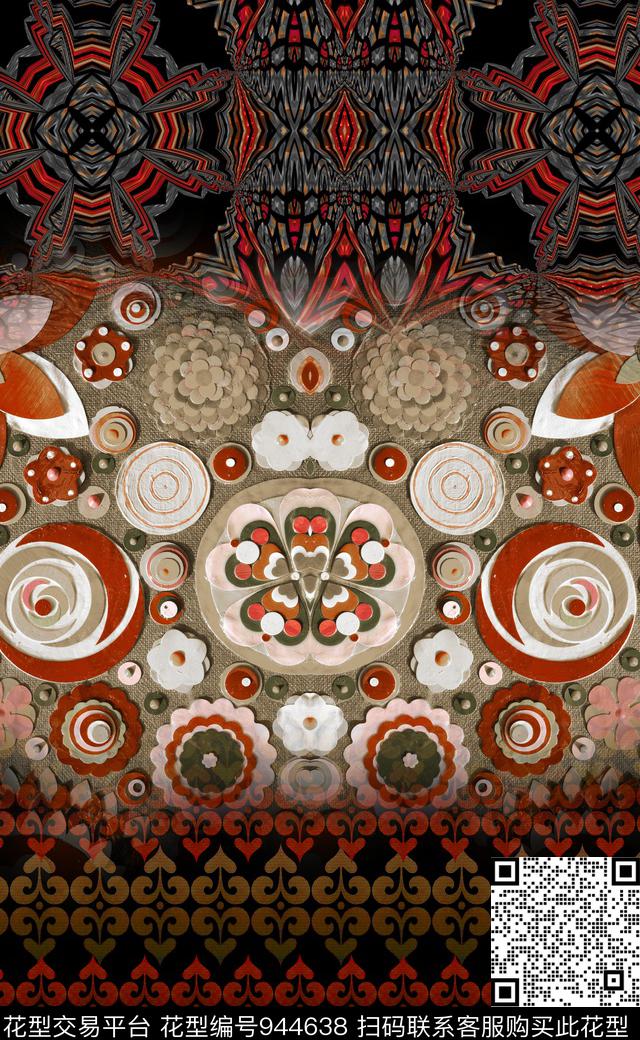 民族风数码华亿平台花卉数码印花华亿平台下载（图片编号: 944638） - 瓦栏（Walan）