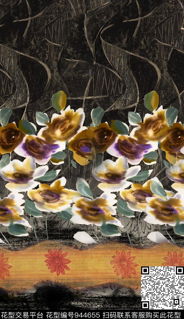 波西米亚数码华亿平台定位花数码印花华亿平台下载（图片编号: 944655） - 瓦栏（Walan）