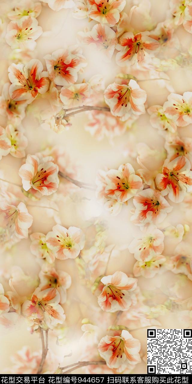 照片花卉花卉满版散花数码印花华亿平台下载（图片编号: 944657） - 瓦栏（Walan）