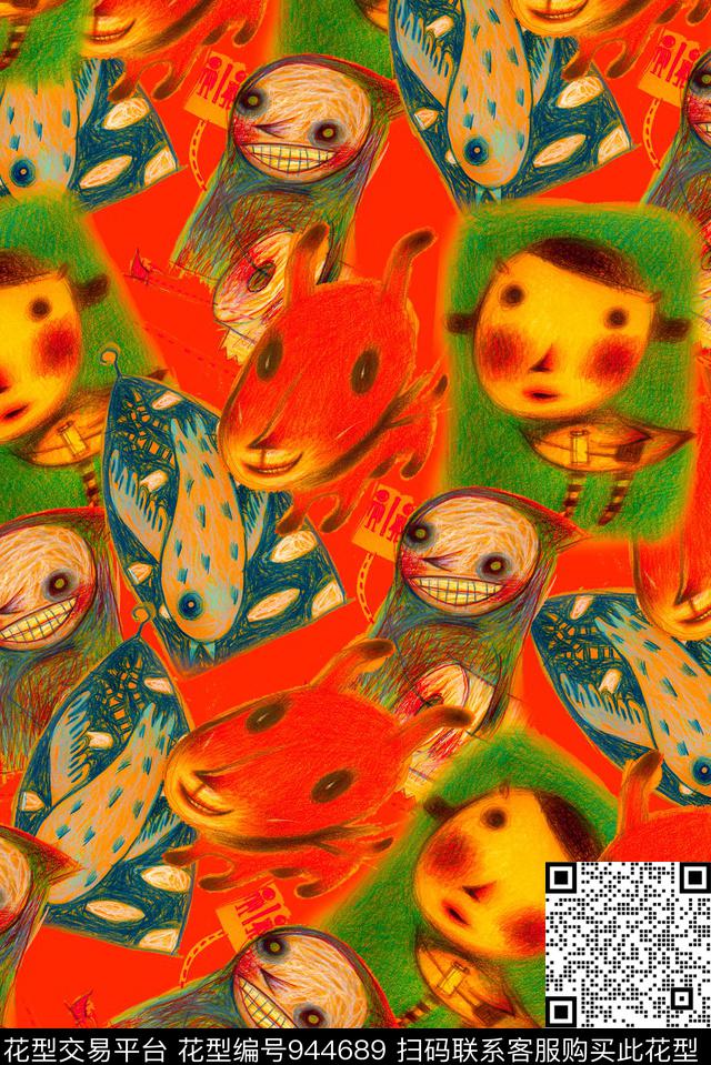 数码华亿平台卡通真丝数码印花华亿平台下载（图片编号: 944689） - 瓦栏（Walan）