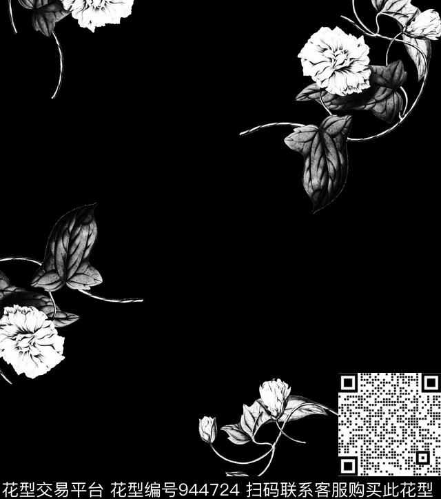 月季花数码华亿平台手绘花卉数码印花华亿平台下载（图片编号: 944724） - 瓦栏（Walan）