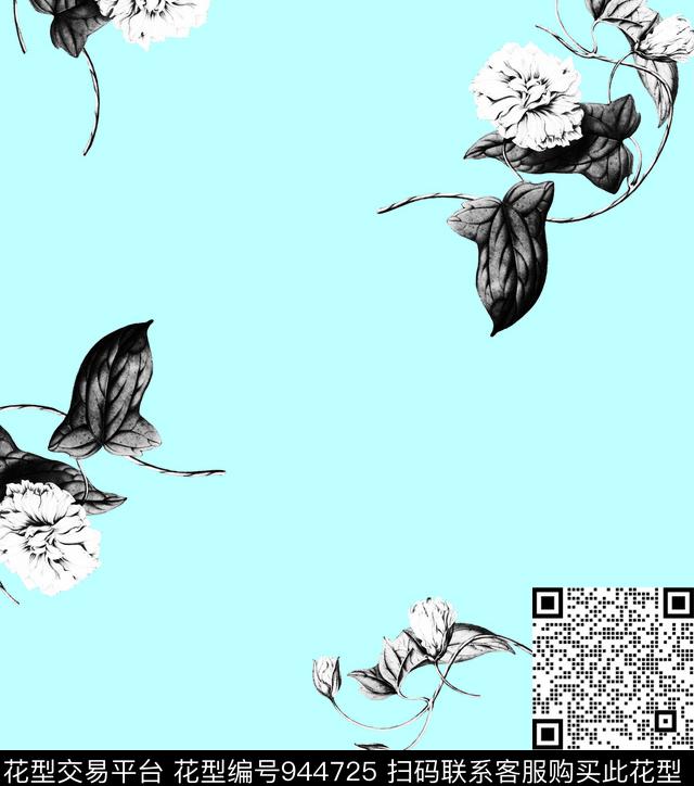 月季花数码华亿平台手绘花卉数码印花华亿平台下载（图片编号: 944725） - 瓦栏（Walan）