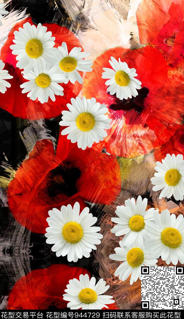 民族风花卉白花数码印花华亿平台下载（图片编号: 944729） - 瓦栏（Walan）