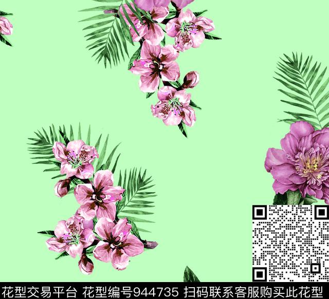 月季花手绘花卉玫瑰花数码印花华亿平台下载（图片编号: 944735） - 瓦栏（Walan）