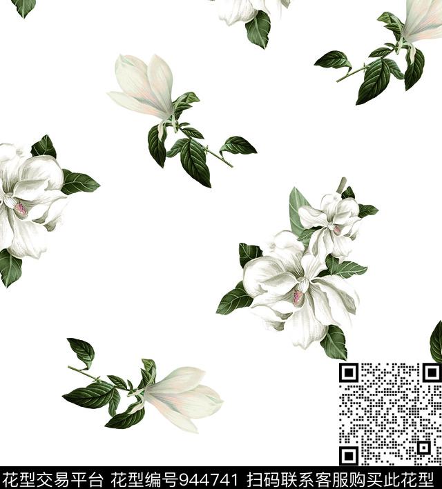 月季花数码华亿平台手绘花卉数码印花华亿平台下载（图片编号: 944741） - 瓦栏（Walan）