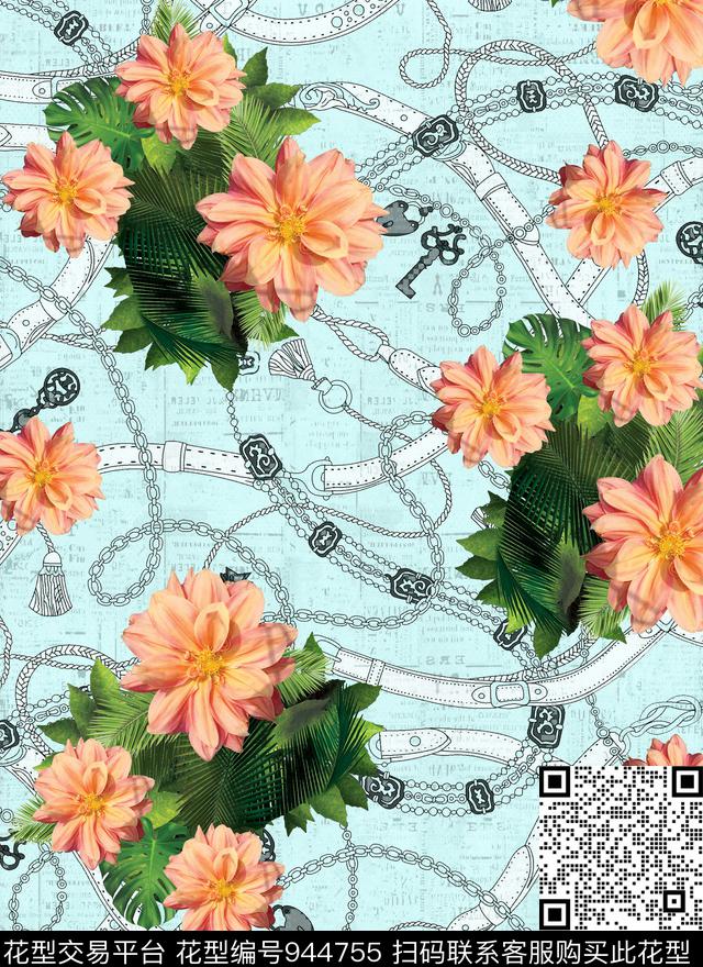 数码华亿平台花卉大牌风数码印花华亿平台下载（图片编号: 944755） - 瓦栏（Walan）