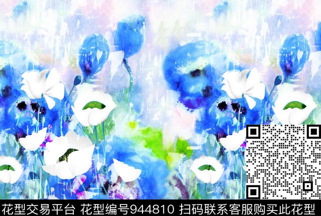 月季花数码华亿平台手绘花卉数码印花华亿平台下载（图片编号: 944810） - 瓦栏（Walan）