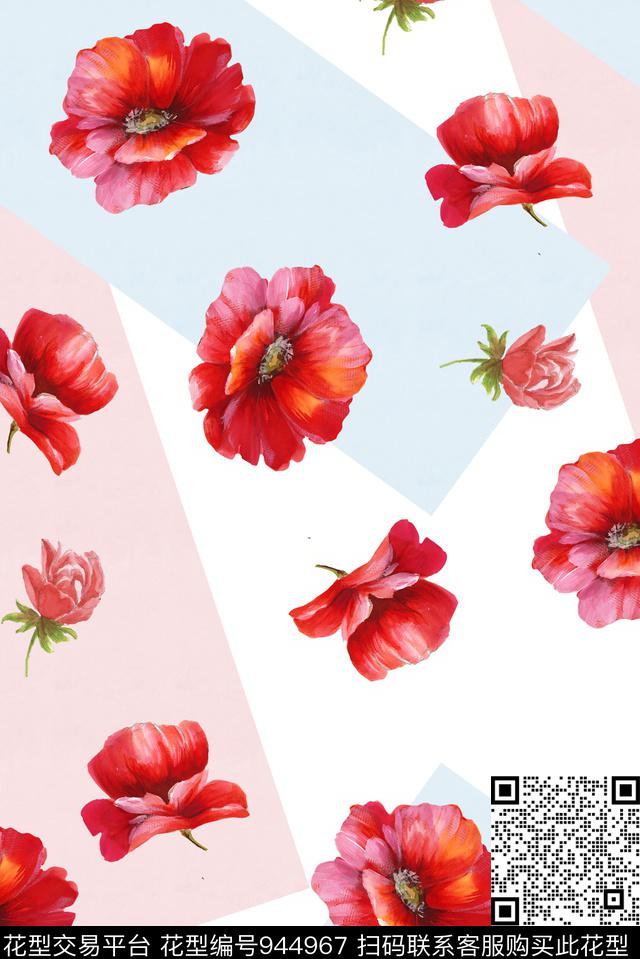 小碎花手绘花卉连衣裙数码印花华亿平台下载（图片编号: 944967） - 瓦栏（Walan）